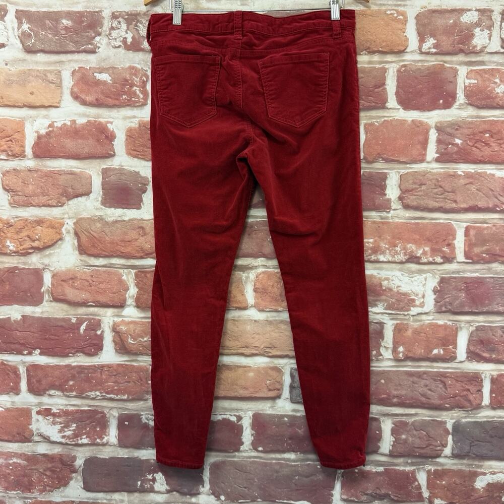 Edyson Zip Ankle Skinny Pants Women's 30 Red Fine Corduroy Stretchy Casual - Picture 2 of 8
